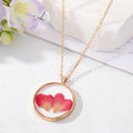 Gold Tone Round Clear Resin Pressed Flower Pendant Necklaces view 4
