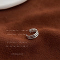 Silver No Pierce Ear Cuffs Solid Band Triple Line Set view 7