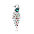Long Crystal Peacock Brooch in Blue and Multicolor view 5