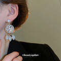 Silver Tone Crystal Wheel Drop Earrings with Teardrops view 3