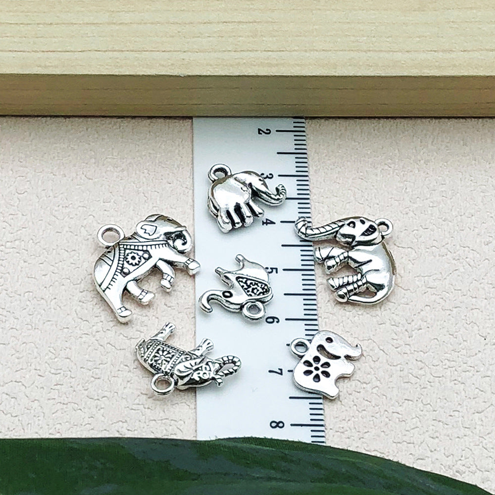 Vintage Zinc Alloy Elephant Head Hollow Animal Charm Pendant for DIY Bracelet Necklace