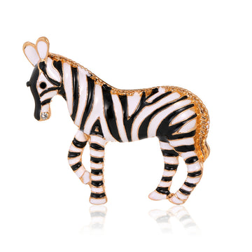 Black Gold Tone Horse Enamel Metal Brooch Pin for Jackets and Lapels