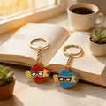 Enamel Heart Book Glasses Keychain Ring Chain Two Colors view 4