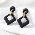 Matte Open Square Drop Earrings Gold Link 10 Colors view 3