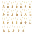 Puffy Zircon Letter Pendant Necklace Gold And Steel Tone view 5