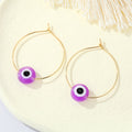Gold Thin Hoop Evil Eye Acrylic Bead Earrings Nine Colors view 8
