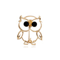 Black Silver Tone Owl Polished Two Designs Metal Brooch Pin view 6