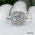 Silver Tone Square Double Halo Statement Ring With Polished Clear Stone Detail view 5