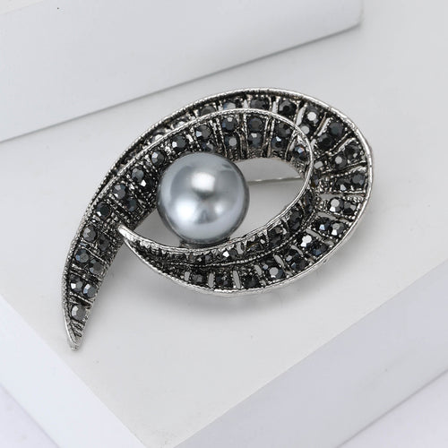 深色水晶佩斯利珍珠胸针 shown in product view 2 with visible metal and stone details