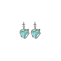 Iridescent Aqua Heart and Star Silver Tone Drop Earrings view 5