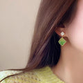 Gradient Glass Diamond Drop Earrings In Brown And Green view 2
