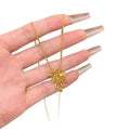 Gold Textured Palm Tree Necklace and Matching Stud Earrings view 5