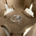 Silver Open Adjustable Rose Stem Crossing Band Ring view 3