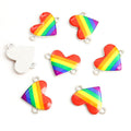 Striped Enamel Heart Connector Charms in Twelve Color Patterns view 7