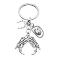 Silver Cowboy Boots Hat Horseshoe Charm Keychain Western view 5