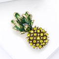 Yellow Crystal Pineapple Brooch With Green Enamel Leaves view 3