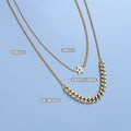 Double Layer Curb Chain Star Pendant Necklace Gold Steel view 2