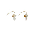 Gold Tone Pastel Flower Cluster And Baroque Pearl Hook Earrings view 5