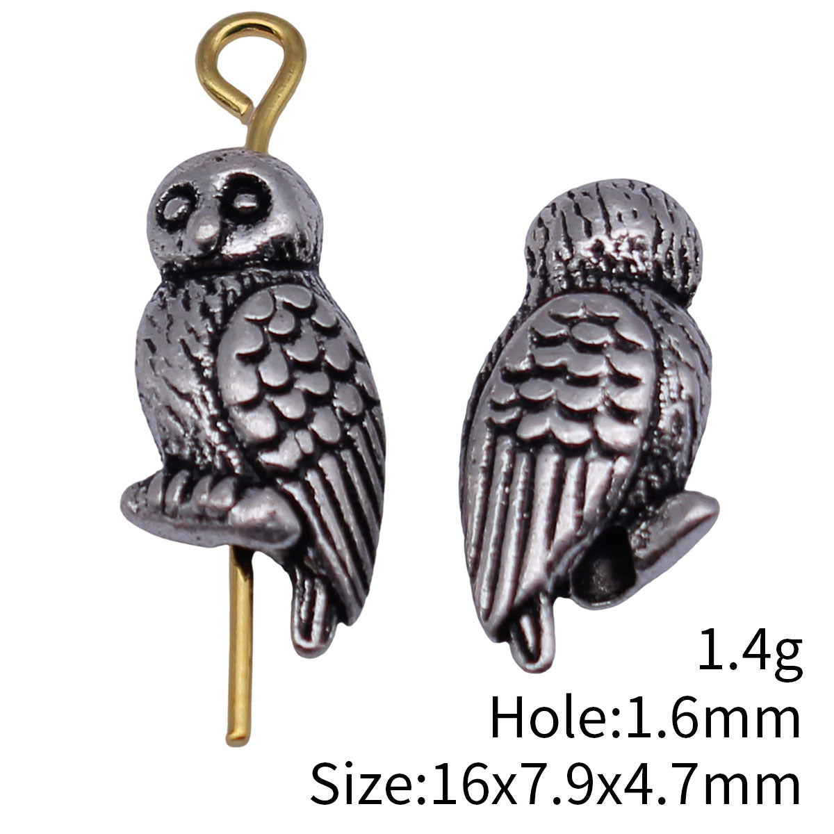 16x7.9x4.7mm 1.4g Antique Silver Zinc Alloy Owl Loose Metal Cat Beads for Bracelet Necklace DIY Jewelry Making