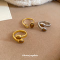 Oval Brown Stone Open Rings Gold Or Silver Three Styles view 3