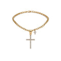 Layered Gold Tone Cross Pendant Chain Necklace Statement Jewelry Design view 5