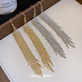 Layered Fine Chain Fringe Hook Earrings In Two Tones view 2
