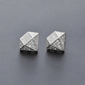 White Gold Geometric Square Pave Stud Earrings Alloy view 1