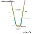 Colorful Opal Beaded Necklace Gold Titanium Rhinestone Barrel view 6