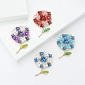 Enamel Hydrangea Cluster Brooch Crystal Centers Four Colors view 2