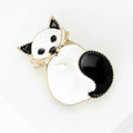 Black And White Fox Brooch In 1 Style With Enamel And Crystal Details view 3