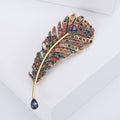 Rhinestone Feather Brooch Gold Tone Four Color Styles view 3