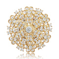 Large Crystal Flower Brooch Openwork Silver Or Gold Pin view 1