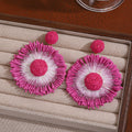 Eleven Color Woven Sunburst Round Statement Earrings view 9