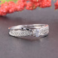 Silver Tone Cross Twist Band Clear Center Stone Ring Sizes 6-10 view 3