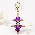 Rhinestone Enamel Scarecrow Keychain Gold Tone Clasp view 7