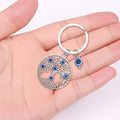 Antique Silver Tree Of Life Evil Eye Keychain Blue Beads view 3