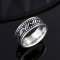 Steel Flame Leaf Dot Inlay Wide Band Ring Metal Alloy view 2