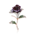 Long Stem Crystal Rose Brooch in Three Jewel Colorways view 5