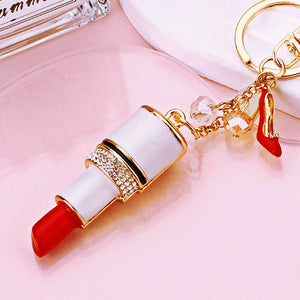Metal Fashion Keychains with Lipstick, Shoe, Flower, and Heart Charms