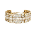 Gold Tone Wide Rectangular Crystal Statement Necklace view 5