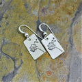 Silver Rectangle Hook Earrings Engraved Dandelion Plates view 4