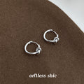 Silver Knot Accent Round Mini Huggie Hoop Earrings view 4