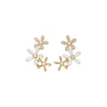 Gold-Tone Pearl Flower Branch Stud Earrings Decorative Jewelry Accessory view 5