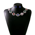 Silver Teardrop Crystal Necklace Earring Sets Four Colors view 5