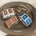 Enamel Square Stretch Bracelet and Multi-Band Open Cuffs view 2