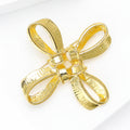 Gold Bow Brooch In 1 Style With Polished Metal And Decorative Details view 3