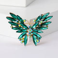 Marquise Crystal Butterfly Brooch Mauve or Teal Green Pin view 2