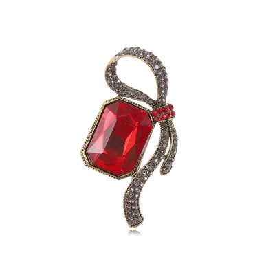 Crystal Ribbon Loop Brooch front view