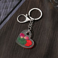Silver Tone Heart Pressed Flower Resin Keychains in Five Designs view 6
