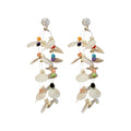 Shell Sequin and Bead Cascade Earrings Statement Jewelry Design view 5